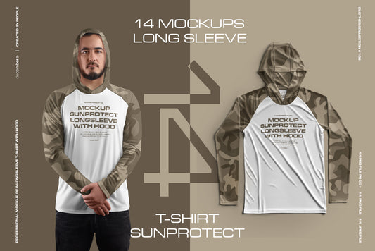 14 Men's Mockups Long Sleeve T-Shirt SunProtect