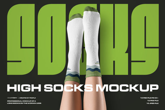 10 Mockups High Socks on the Woman Legs
