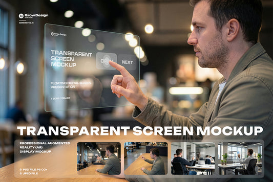 Futuristic Transparent Screen 5 Mockup. Generated AI