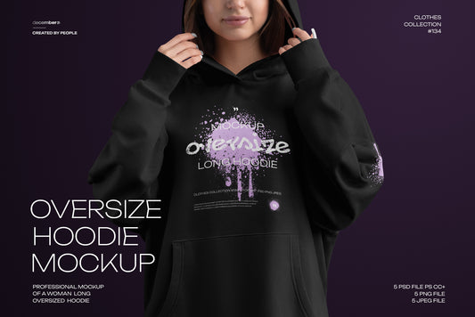 5 Mockups Woman Oversize Long Hoodie. vol.02