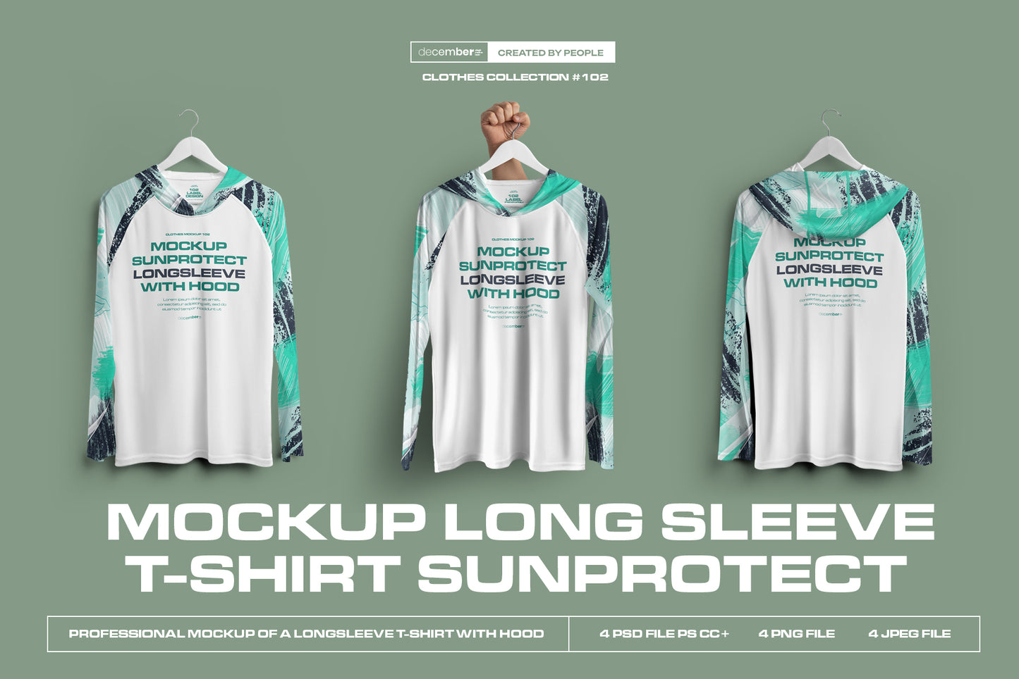 4 Mockups Long Sleeve T-Shirt SunProtect on Hangers