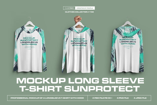 4 Mockups Long Sleeve T-Shirt SunProtect on Hangers