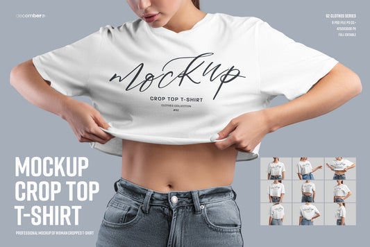 9 Mockups Crop Top Woman T-shirt