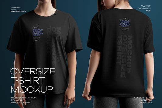 5 Mockups Woman Oversize T-Shirt