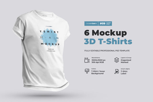 6 Mockups T-Shirts 3d Style