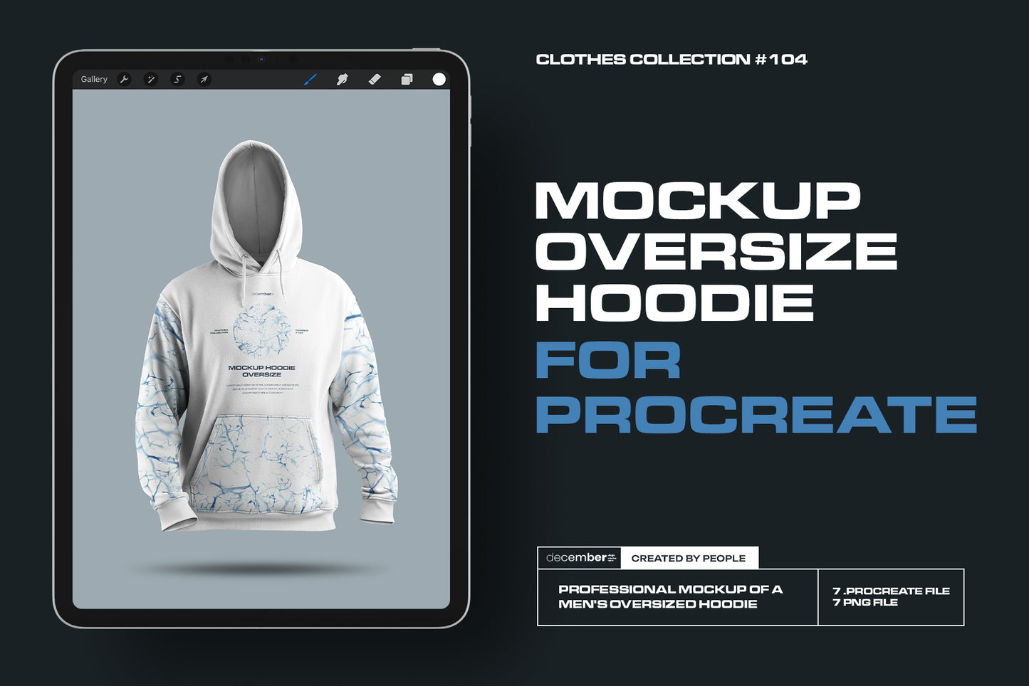 7 Mockups Oversize Hoodie in 3D Style for Procreate on the iPad