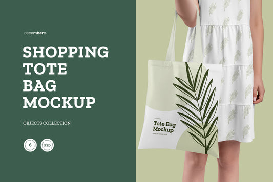 6 Shopping Tote Bag Mockups in the Hands of a Girl