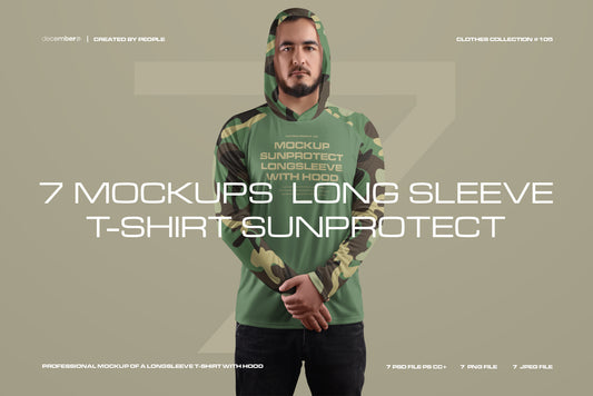 7 Men's Mockups Long Sleeve T-Shirt SunProtect
