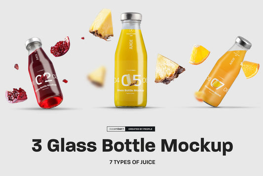 3 Mockup Glass Juice Bottle