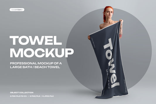6 Mockup of a Large Bath / Beach Towel. Vol.2