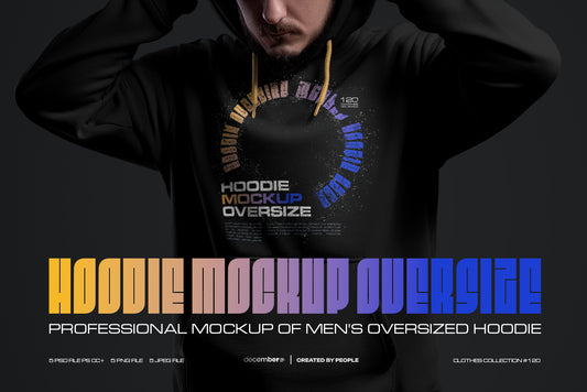 5 Mockups Oversize Hoodie. Dark Light vol. 02