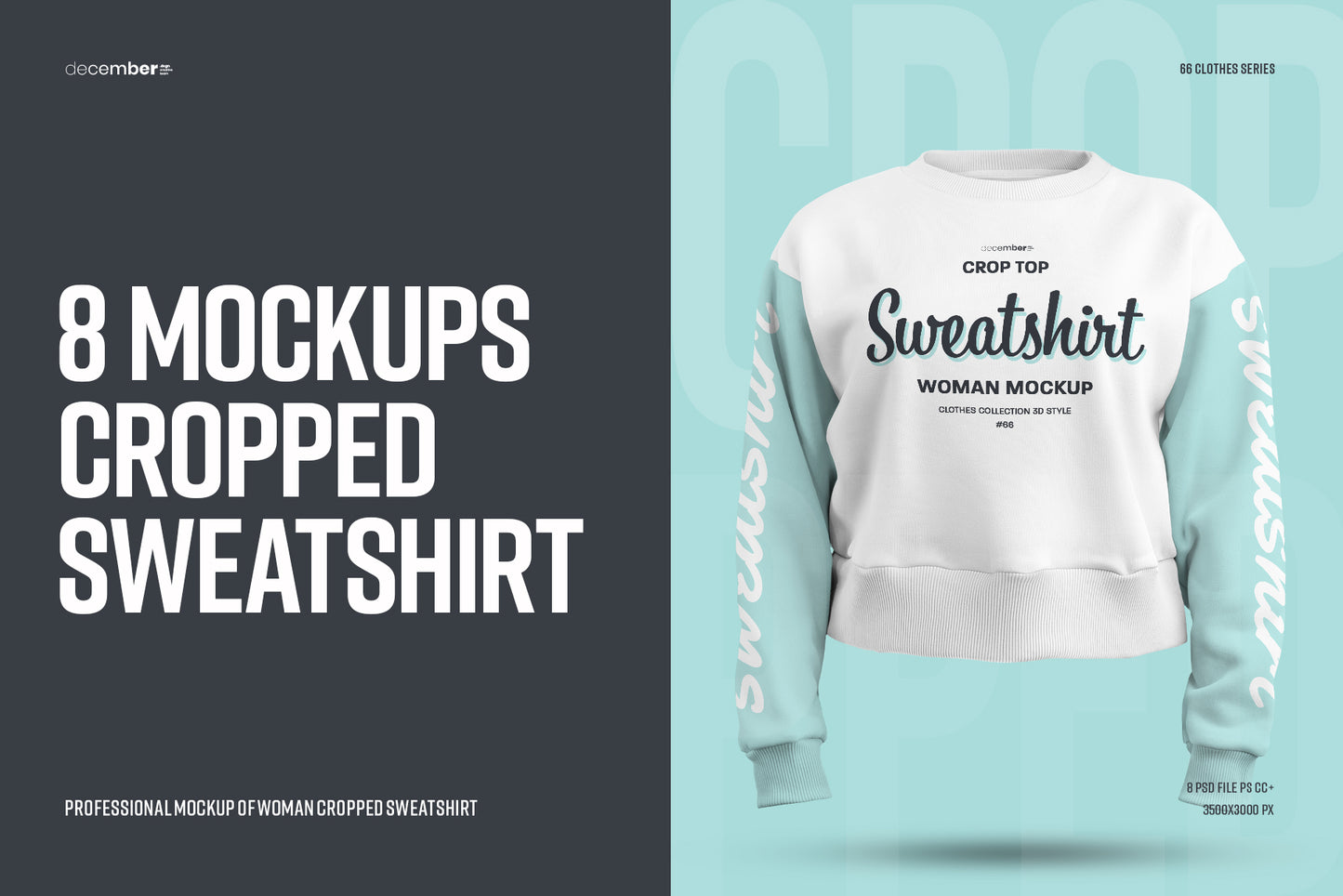 8 Mockups Crop Top Woman Sweatshirt in 3D Style