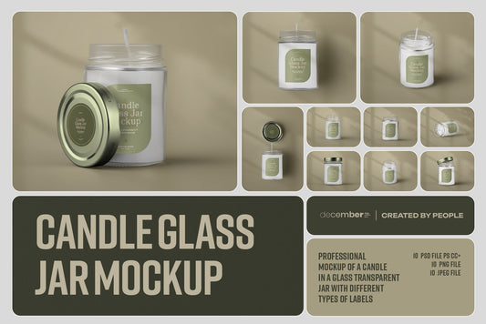 10 Mockups of Candles in a Glass Jar with a Lid. vol.01