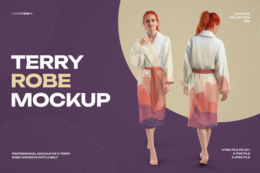 5 Mockups of a Terry Long Robe