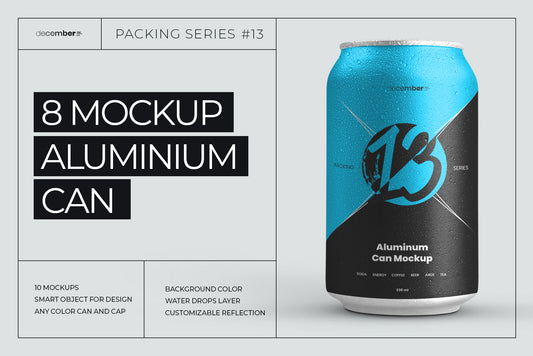 8 Mockups Aluminium Can.