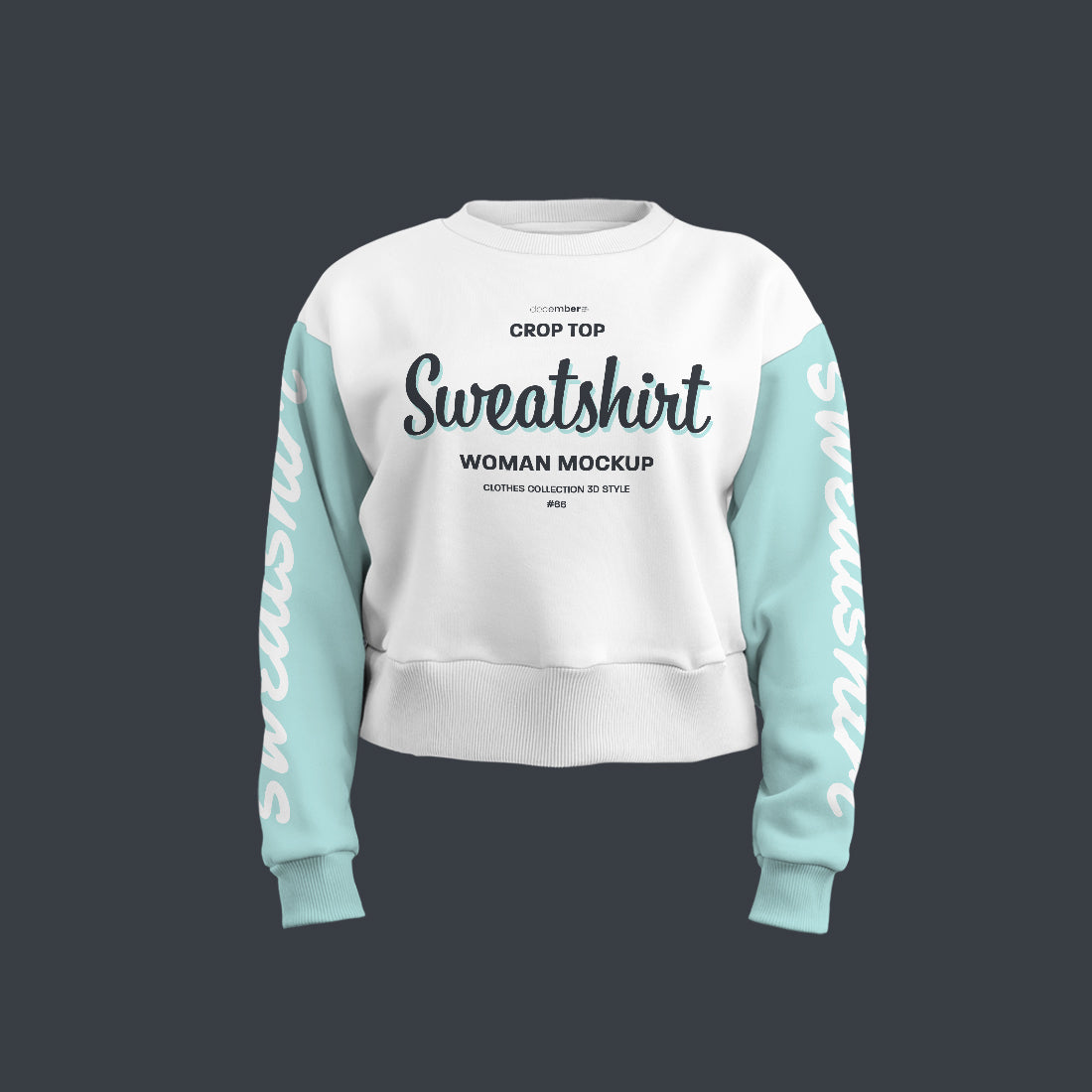 8 Mockups Crop Top Woman Sweatshirt in 3D Style