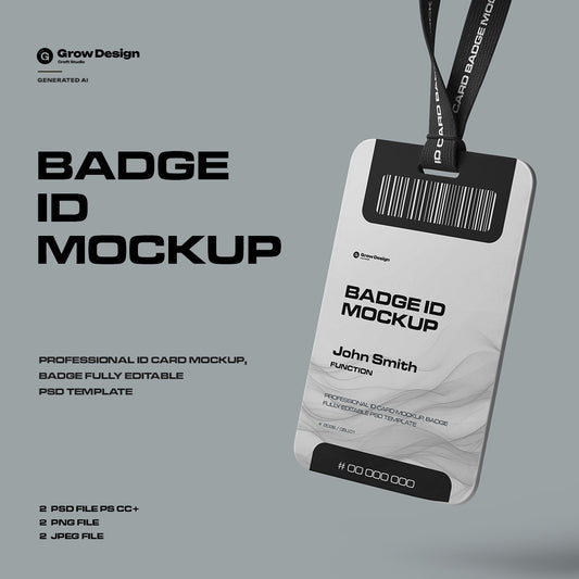 2 ID Card Badge Mockups. Vol.01. Generated AI