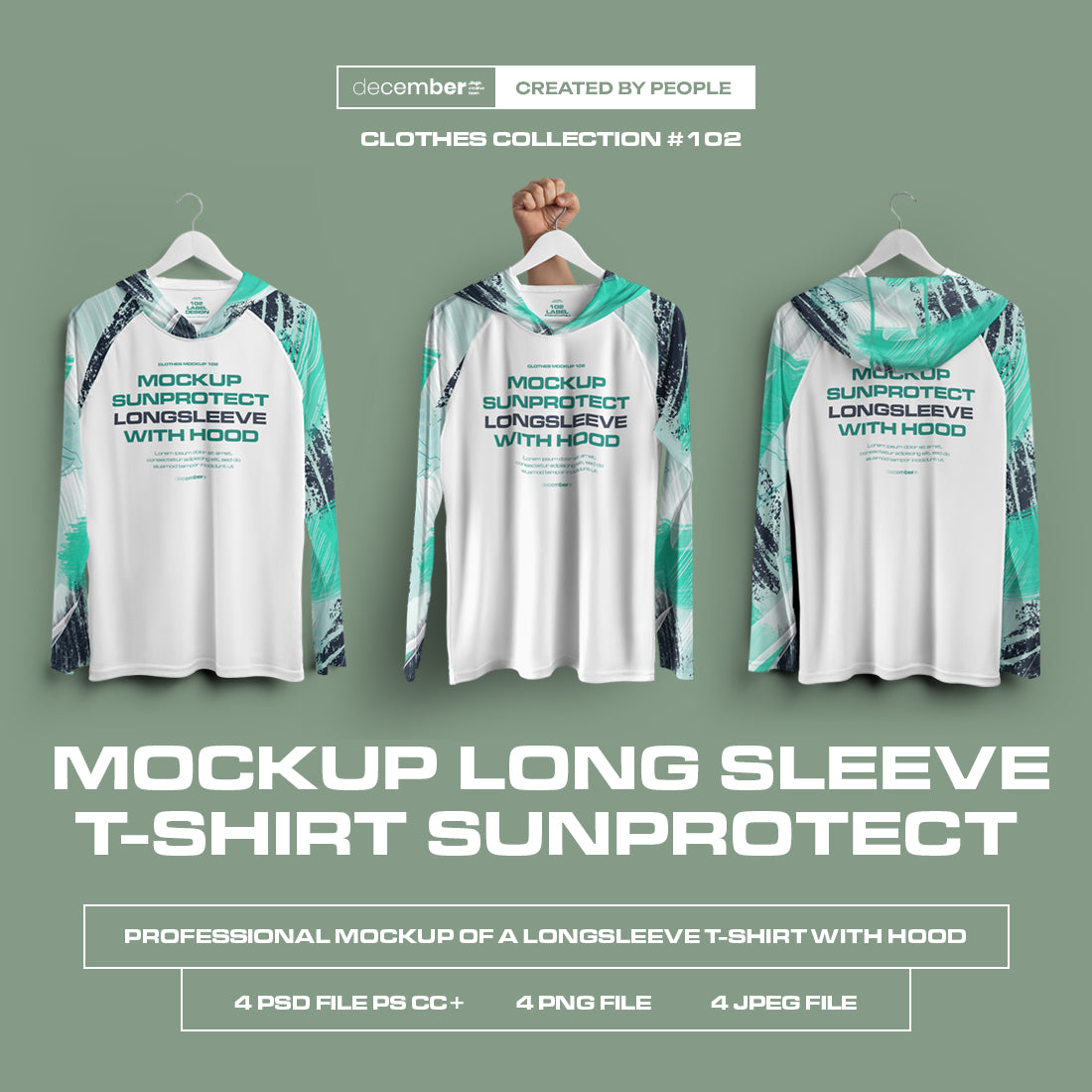 4 Mockups Long Sleeve T-Shirt SunProtect on Hangers