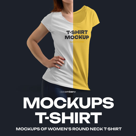 10 Mockups of Women's Round Neck T-Shirt