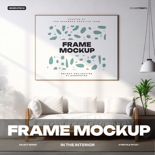 4 Mockups of Frames in the Interior. AI Generated