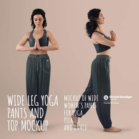 6 Wide Leg Pants Mockups and Top for Yoga and Pilates. vol.03