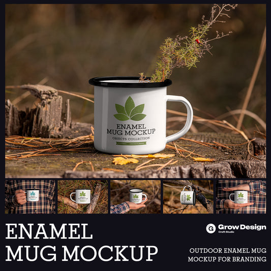 6 Outdoor Enamel Mug Mockup For Branding Presentation