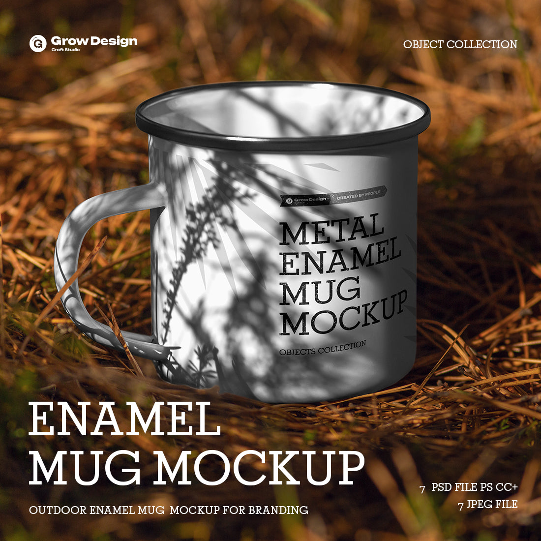 7 Mockups of Enamel Metal Mug in the Hand Man On The Outdoor