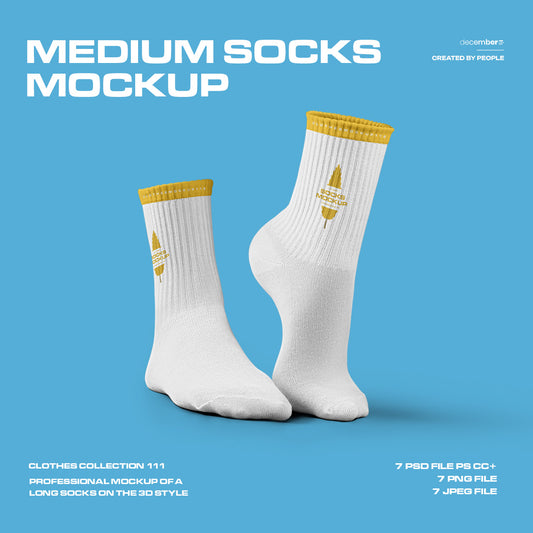 7 Mockups Medium Socks in the 3D Style