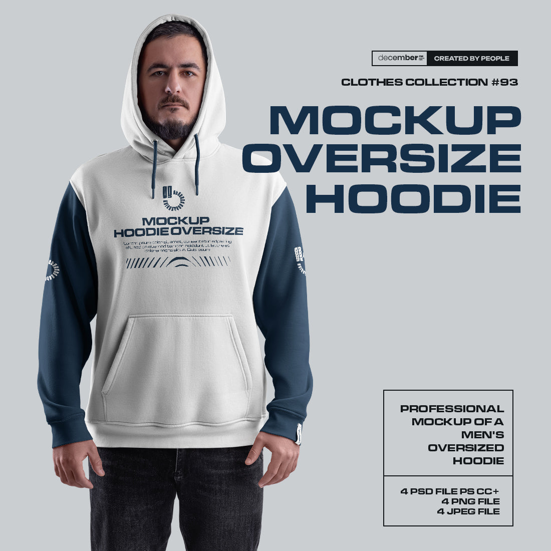 4 Mockups Oversize Hoodie vol.2. Front, Back and Side View