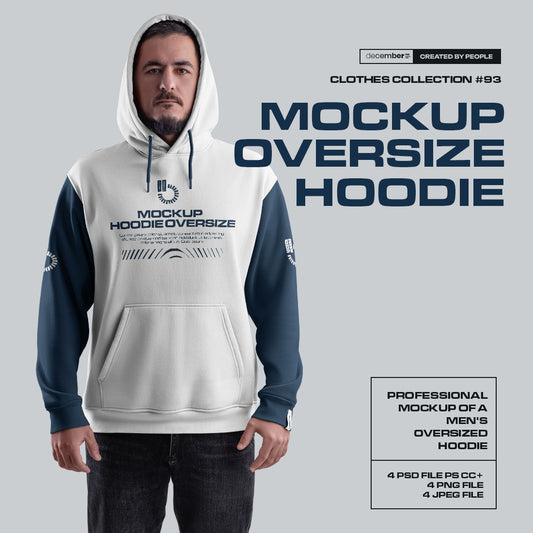 4 Mockups Oversize Hoodie vol.2. Front, Back and Side View