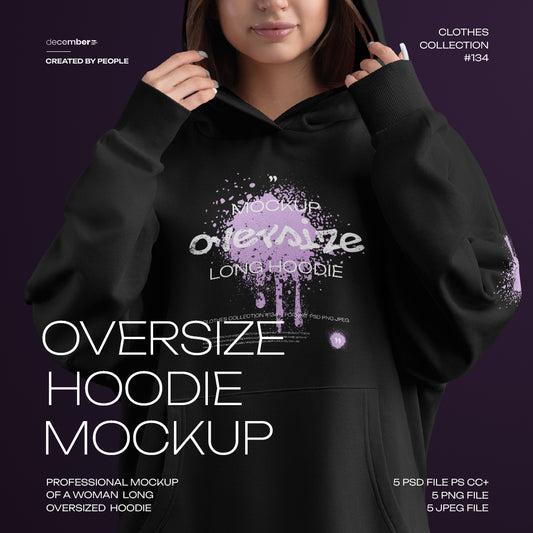 5 Mockups Woman Oversize Long Hoodie. vol.02