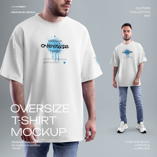 4 Oversized Men's T-Shirt Mockups. vol.02