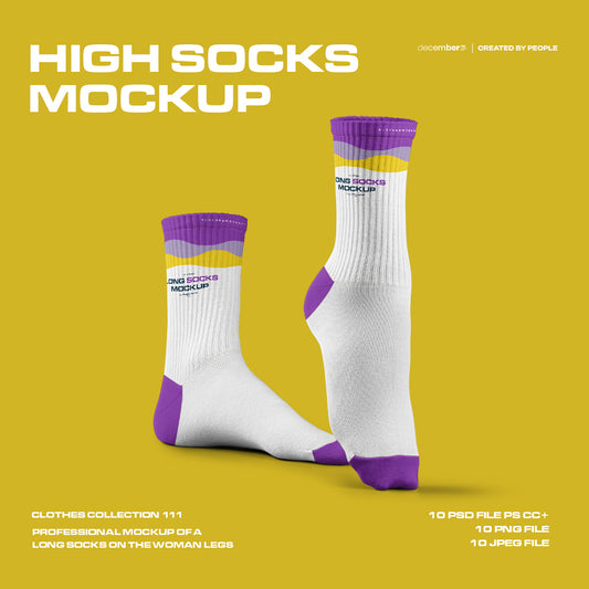 10 Mockups High Socks in the 3D Style