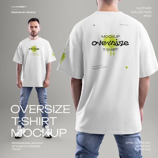 4 Full-Length Oversized Men's T-Shirt Mockups