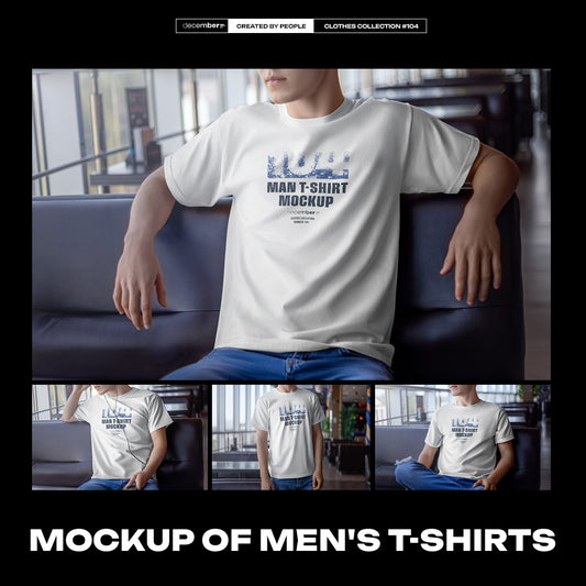 4 Mockups Man T-Shirt In The Indoor