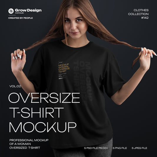5 Mockups Woman Oversize T-Shirt. vol.02