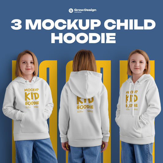 3 Mockups of a Children's Hoodie. vol.01