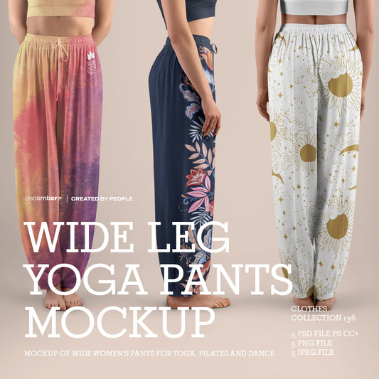 5 Wide Leg Pants Mockups for Yoga and Pilates. vol.01