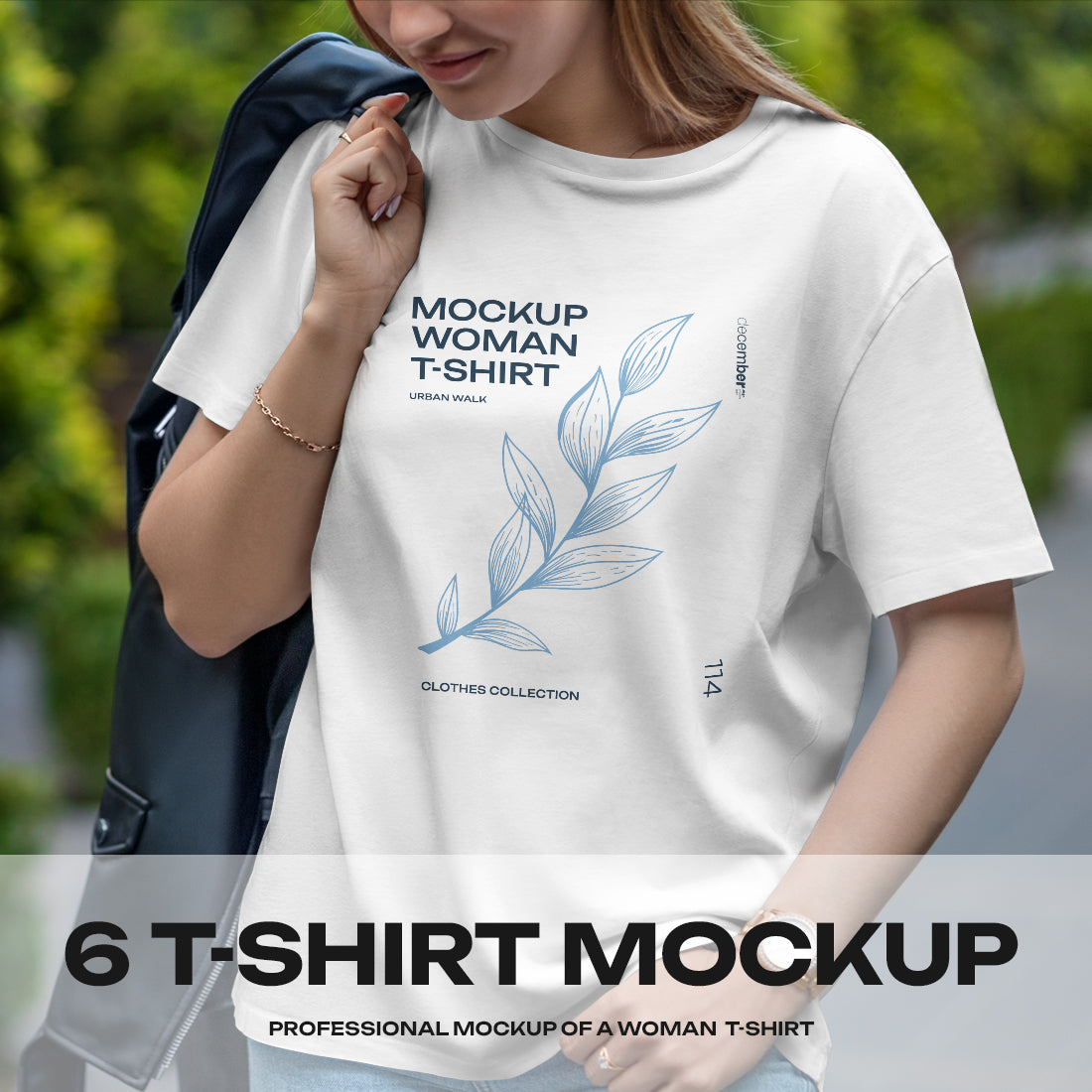 6 Mockups T-Shirt on a Girl on the Walk
