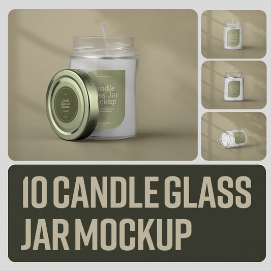 10 Mockups of Candles in a Glass Jar with a Lid. vol.01
