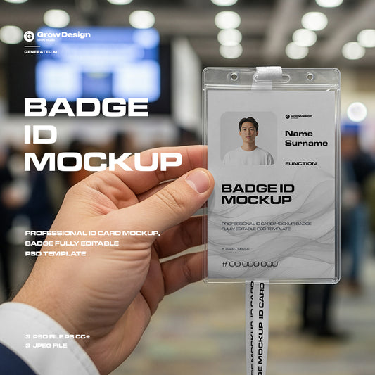 3 ID Card Badge Mockups. Vol.02. Generated AI
