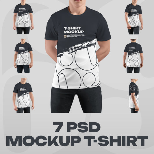 7 Mockups Man T-Shirt