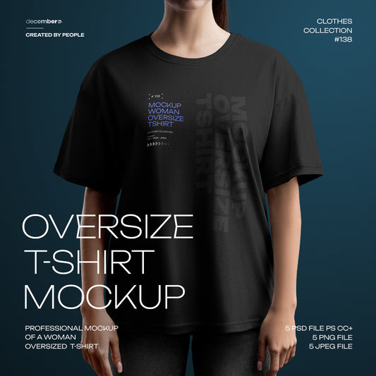 5 Mockups Woman Oversize T-Shirt