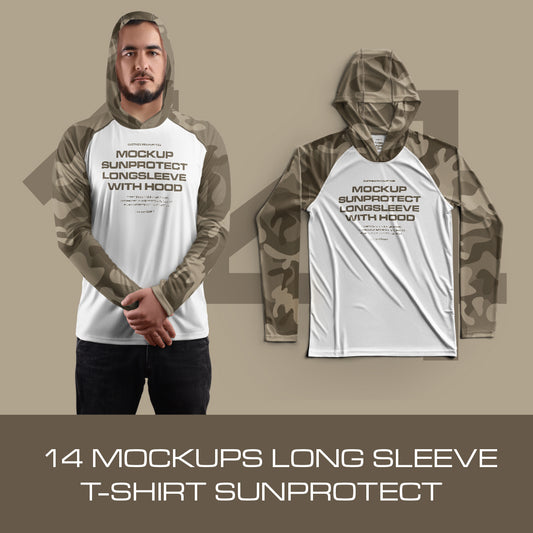 14 Men's Mockups Long Sleeve T-Shirt SunProtect