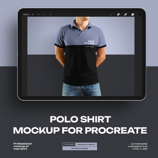 6 Mockups Polo Shirt for Procreate on the iPad