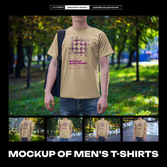 5 Mockups Man T-Shirt on the Street