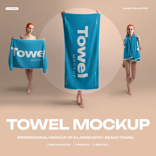 7 Mockup of a Large Bath / Beach Towel