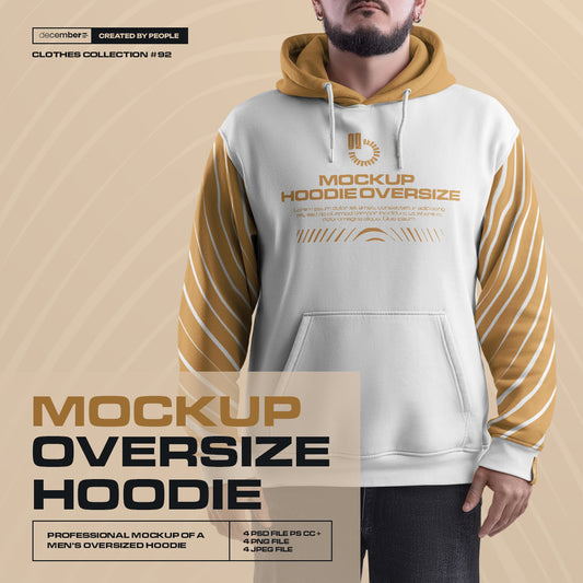 4 Mockups Oversize Hoodie. Front, Back and Side View