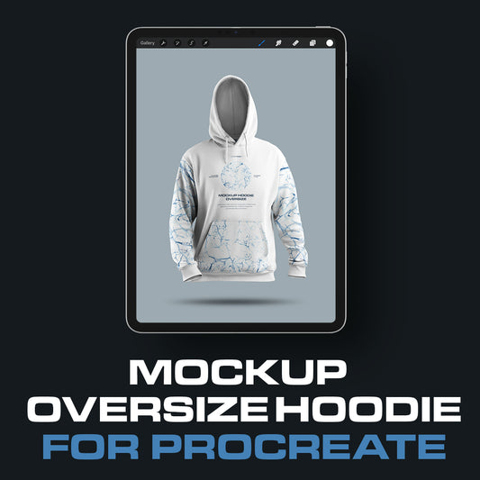 7 Mockups Oversize Hoodie in 3D Style for Procreate on the iPad