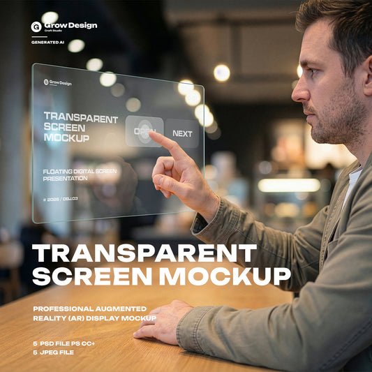 Futuristic Transparent Screen 5 Mockup. Generated AI